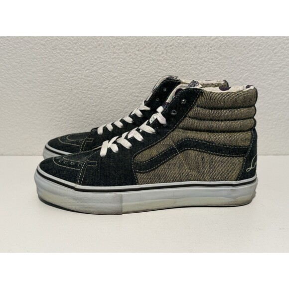 2006 VANS SK8-Hi LX LOOMSTATE SKATE SHOES SZ 8.5 BLUE DENIM POLKA DOTS SNEAKERS